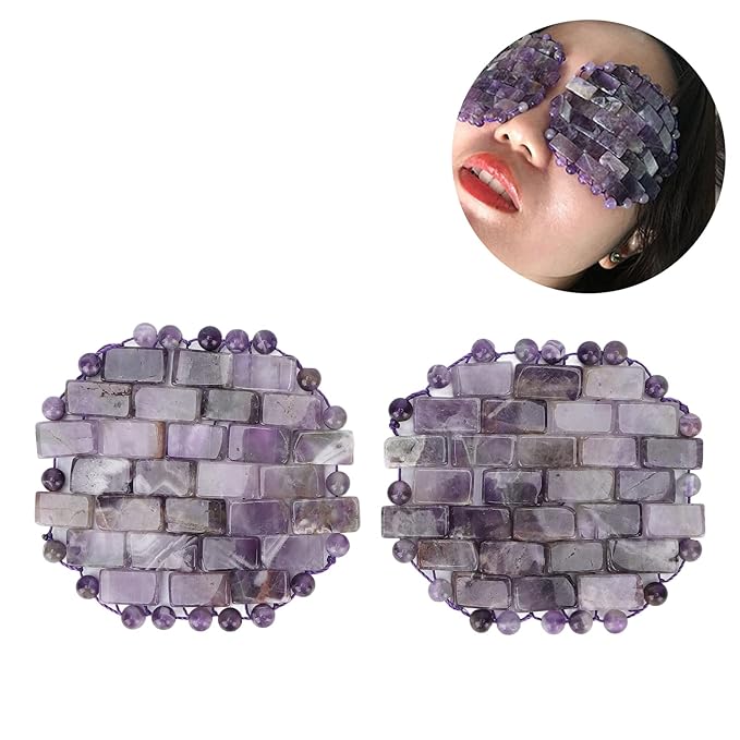 Jade Eye Mask, Amethyst Eye Pack Wrinkle Puff Elimination Dark Circles Fading Quartz Stone Eye Patch Jadestone Eye Massager Relieve Eye Fatigue-GlimoraGlow
