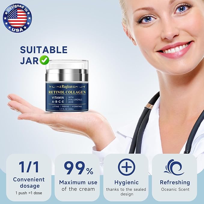 Retinol Cream for Face, Collagen Neck Creams for Tightening and Firming, Anti Aging Day & Night Facial Moisturizer for Women & Men, Instant Face Lift Wrinkle Cream 2-Pack-GlimoraGlow