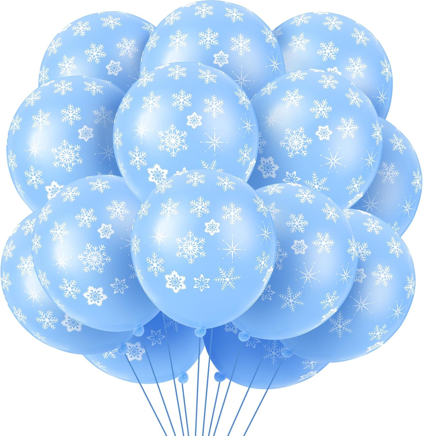 Skylety 40 Pieces Snowflake Balloons Bulk Winter Transparent Snowflake Latex Balloons for Christmas Birthday Wedding Party Decorations(Macaron Blue)