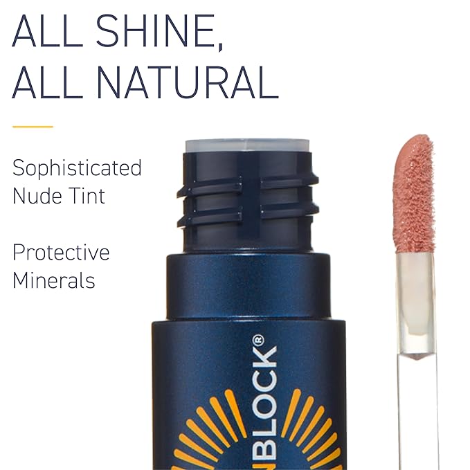Brush On Block Sun Shine Protective Lip Oil SPF 30, Mineral Protection from UVA/UVB & Blue Light, Hydrating, Cruelty-Free, Gluten-Free, & Vegan, Coral-GlimoraGlow