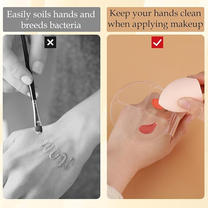 2 Pcs Makeup Hand Palette Foundation Palette Foundation Mixing Palette Hand-Held Nail Art Manicure Palette Clear Makeup Palette for Mixing Foundation Eye Shadow Nail Art-GlimoraGlow