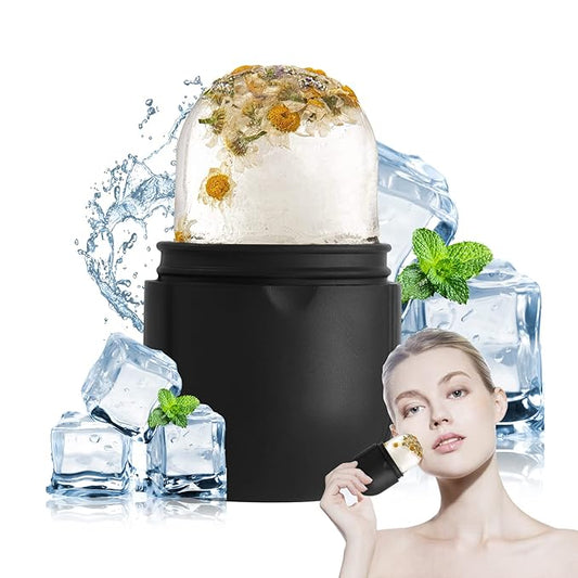 Ice Roller for Face Eye, Ice Roller Mold Face Skin Care Kit for Brighten Skin and Enhance Your Natural Glow Remove Fine Lines Shrink Pores Reduce Acne and Lubricate the Skin (Black)-GlimoraGlow