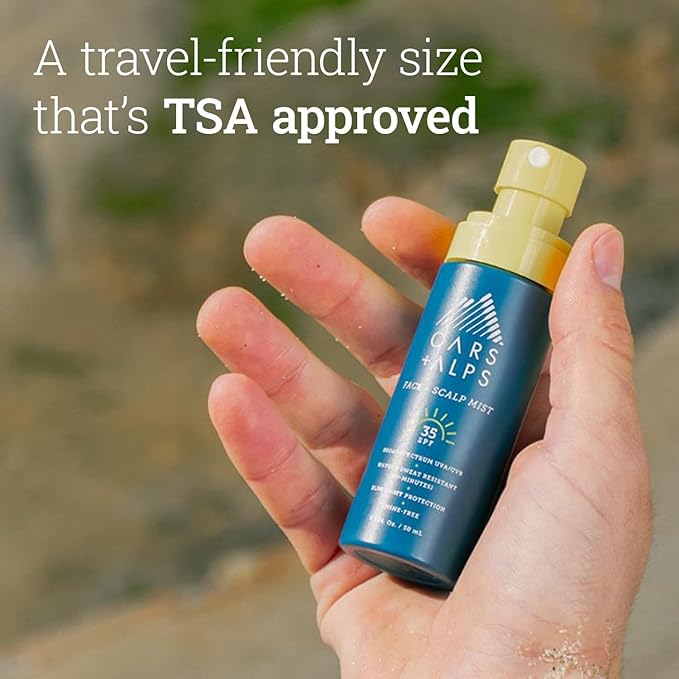 Oars + Alps Face & Scalp Sunscreen Spray Mist, SPF 35 Facial & Hair Sunscreen, Protects from Blue Light, Incfused with Aloe Vera + Cucumber, Water & Sweat Resistant, Summer Splash Scent, 2pk-GlimoraGlow