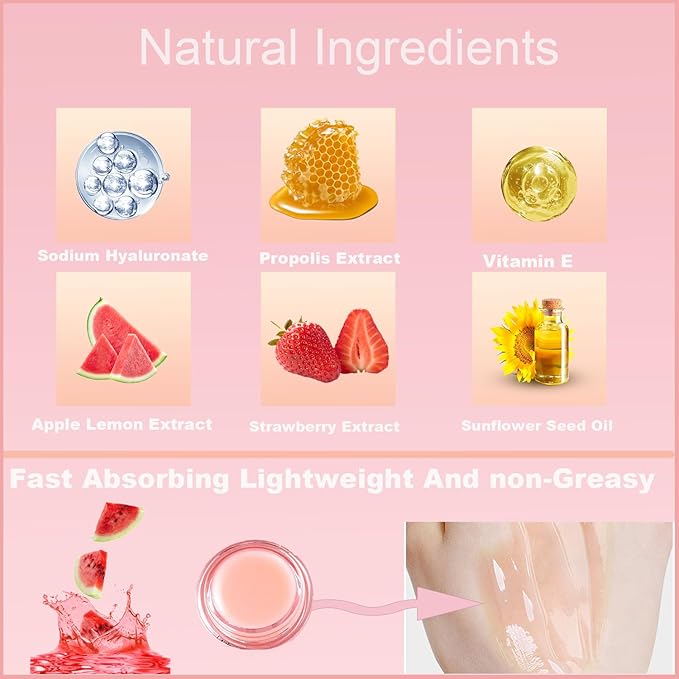 1 PCS Bee Lip Balm Honey Pot, Exfoliating Watermelon Bee Lip Balm Sleeping Lip Mask Overnight with Sticks, Honey Pot Lip Balm Prevention Dry Hydrating and Crack Lip Scrubs-GlimoraGlow