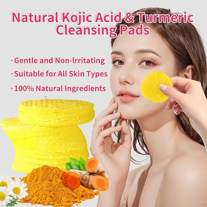 40 PCS Turmeric Kojic Acid Cleansing Pads,Turmeric and Kojic Acid Face Pads,Turmeric Kojic Acid Pads for Face-GlimoraGlow