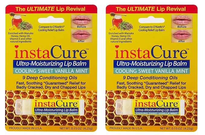 InstaCure Original Nose Balm With Raw Manuka Honey Vitamin E Shea Butter Aloe Vera Oil And Vanilla Mint Ultra-Moisturizing Max Repair/Protective Lip Balm - Fast Relief for Dry Nose & Soreness (3 Pack)-GlimoraGlow