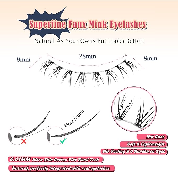 Lashes Natural Bottom Lashes 9mm Lower Strip Lashes Extention False Eyelashes Natural Look Wispy Bottom Eyelashes Fake Lashes Pack 7 Pairs-GlimoraGlow