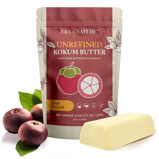 era of nature Kokum Butter Raw - 8 oz (1/2lb) – Natural Butter for Body Butters, Lotion Bars, Lip Balm, Soap Making – Blends Well with Shea or Cocoa Butter – For Stretch Marks, Scars, Pregnancy Care-GlimoraGlow