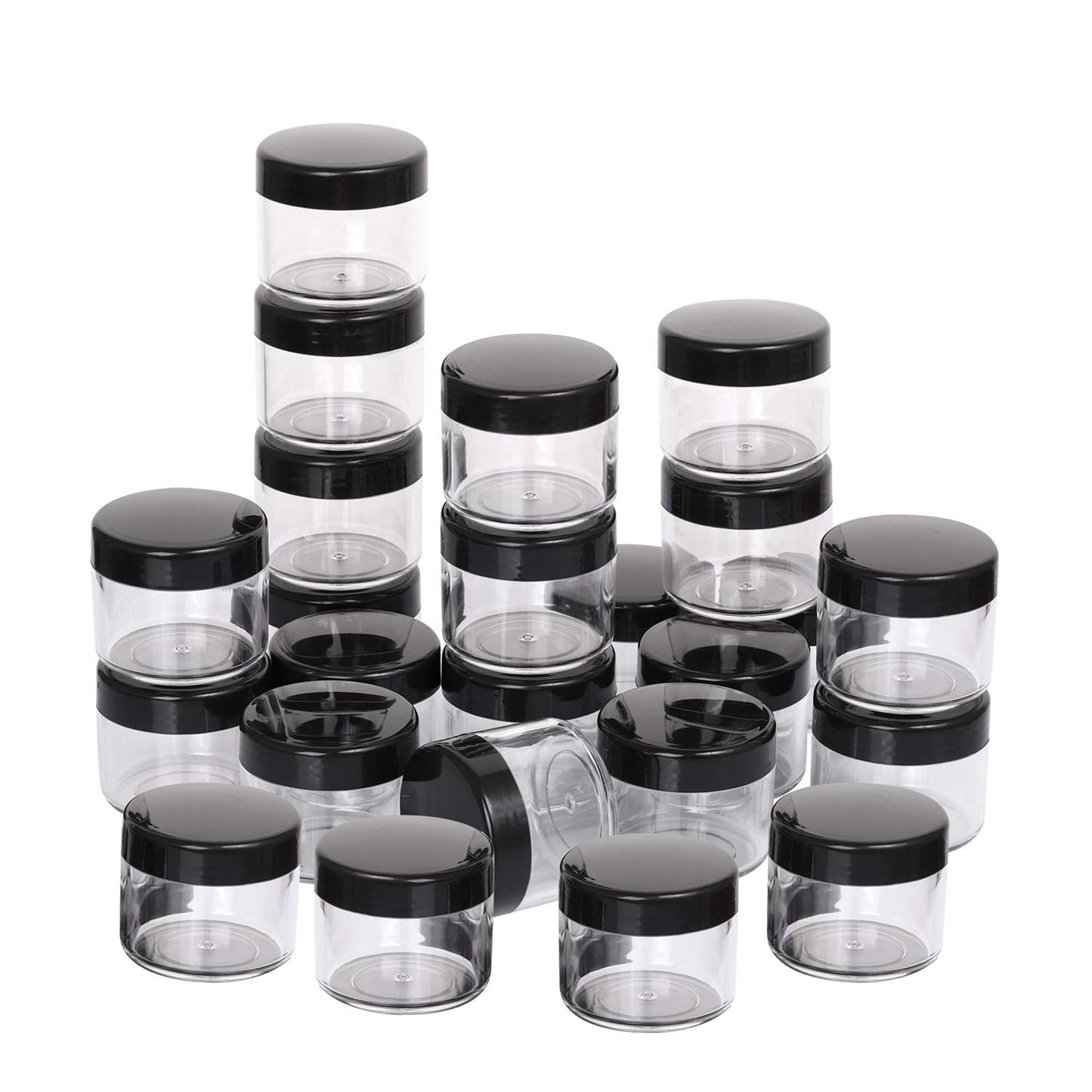 100 Count Refillable Cosmetic Containers with Lids 20 Grams Black Makeup Sample Jars for Beauty Products - Black-GlimoraGlow