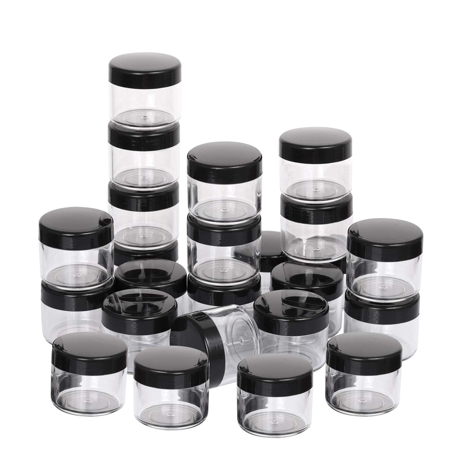 100 Count Refillable Cosmetic Containers with Lids 20 Grams Black Makeup Sample Jars for Beauty Products - Black-GlimoraGlow
