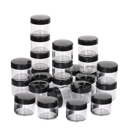 100 Count Refillable Cosmetic Containers with Lids 20 Grams Black Makeup Sample Jars for Beauty Products - Black-GlimoraGlow