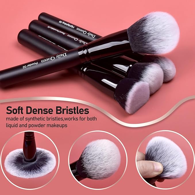 29pcs Black Professional Makeup Brush Set Kabuki Powder Concealers Eye shadows Blush Eyeliner Eyebrow Contour Eye blending Brushes (29pcs brush+black barrel)-GlimoraGlow