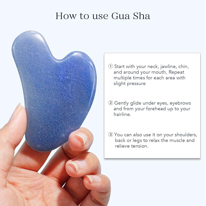 BAIMEI Jade Roller & Gua Sha, Face Roller, Facial Beauty Roller Skin Care Tools, Self Care Gift for Men Women, Massager for Face, Eyes, Neck, Relieve Fine Lines and Wrinkles - Blue-GlimoraGlow