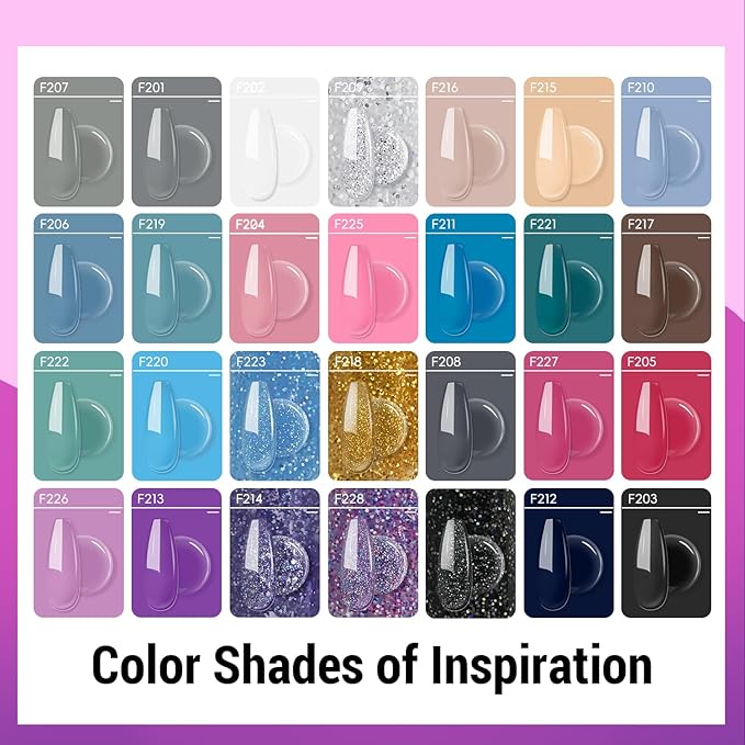 JEWHITENY Poly Gel Nail Kit 28 Colors Nude Gray Glitter with Nail Lamp Base Top Coats Builder Gel All-In-One Set Ideal for Designs DIY At Home Need U V Lamp Curing-GlimoraGlow