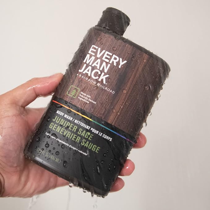 Every Man Jack Hydrating Body Wash for all skin types - Juniper Sage fragrance - Naturally Derived Ingredients - Cleanse, Nourish, and Hydrate Skin -Paraben Free, Phthalate Free, Dye Free-13.5oz - 2pk-GlimoraGlow