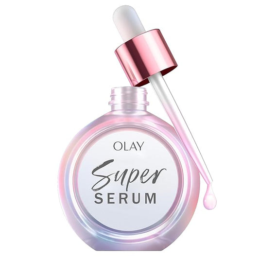 Olay Super Serum - Niacinamide, Vitamin C & E, Collagen Peptide, AHA - 5-in-1 Skin Care Benefits for Face - Healthy Glow, Brightening, Hydrating, Smoothing, Firming, Evens Tone, Anti-Aging, 1.0 Oz-GlimoraGlow