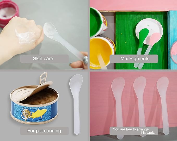 100 PCS of White Color Cosmetic Spatula for Makeup Face Mask Plastic Spoon Disposable Makeup Tools for Mixing and Sampling 4.88'' x 1.06”/Spatulas Skin Care Facial Cream Mask Spatula-GlimoraGlow