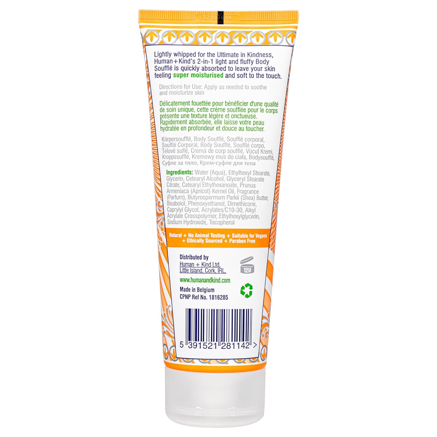 Human+Kind Body Souffle - Light, Fluffy Skin Conditioner for Hydrating and Smoothing Dry Skin - Natural, Vegan Formula with Shea Butter and Apricot Kernel Oil - Light, Fresh Fragrance - 6.76 oz-GlimoraGlow