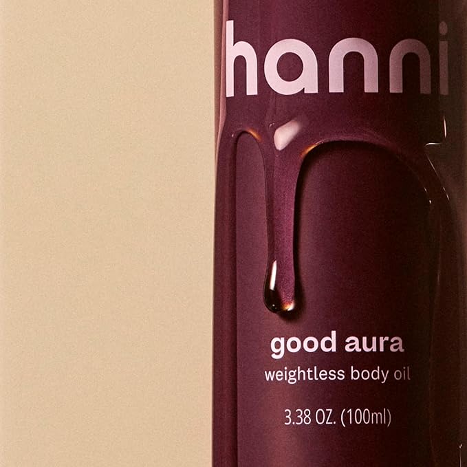 HANNI Good Aura Dry Body Oil, Lightweight After-Shower Moisturizer with Jojoba, Coconut, Baobab, and Buriti Oils, Non-Greasy Skincare for Soft Skin, 100 mL / 3.38 oz-GlimoraGlow