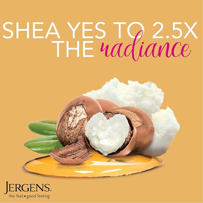 Jergens Shea Butter Hand and Body Lotion, Deep Conditioning Moisturizer, 3X More Radiant Skin, with Pure Shea Butter, Dermatologist Tested, 16.8 Oz, Pack of 3-GlimoraGlow