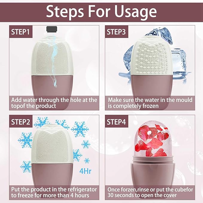 XHJRI Ice Face Roller Massager,Ice Cube Roller for Face, Eyes and Neck Naturally Conditioning and Skin Care,De-Puff Eye Bags,Reduce Migraine Pain,Reusable Massage Silicone Ice Mold (New Brown)-GlimoraGlow