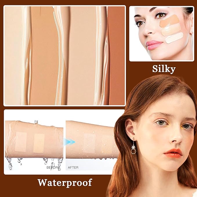 15 Color Contour Palette,Waterproof Long Lasting Facial Correcting Concealer Palettes,Cream Foundation Makeup Palettes with Brushes,Color Correcting Palettes for Women (3 Pack)-GlimoraGlow