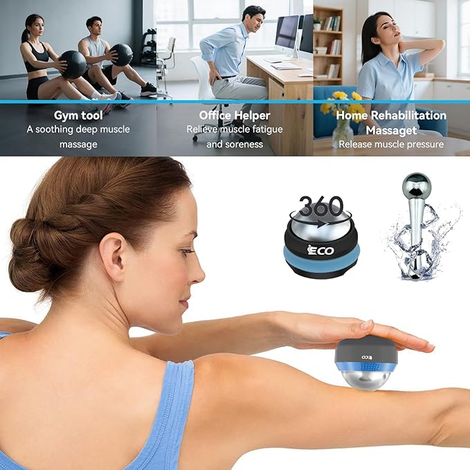 iECO Cryosphere Cold Massage Roller Ball – Ice Cold and Hot for Deep Tissue and Sore Muscle Relief of Stiffness and Stress, Body, Neck, Back, Foot, Plantar Fasciitis, Gifts for Him-GlimoraGlow