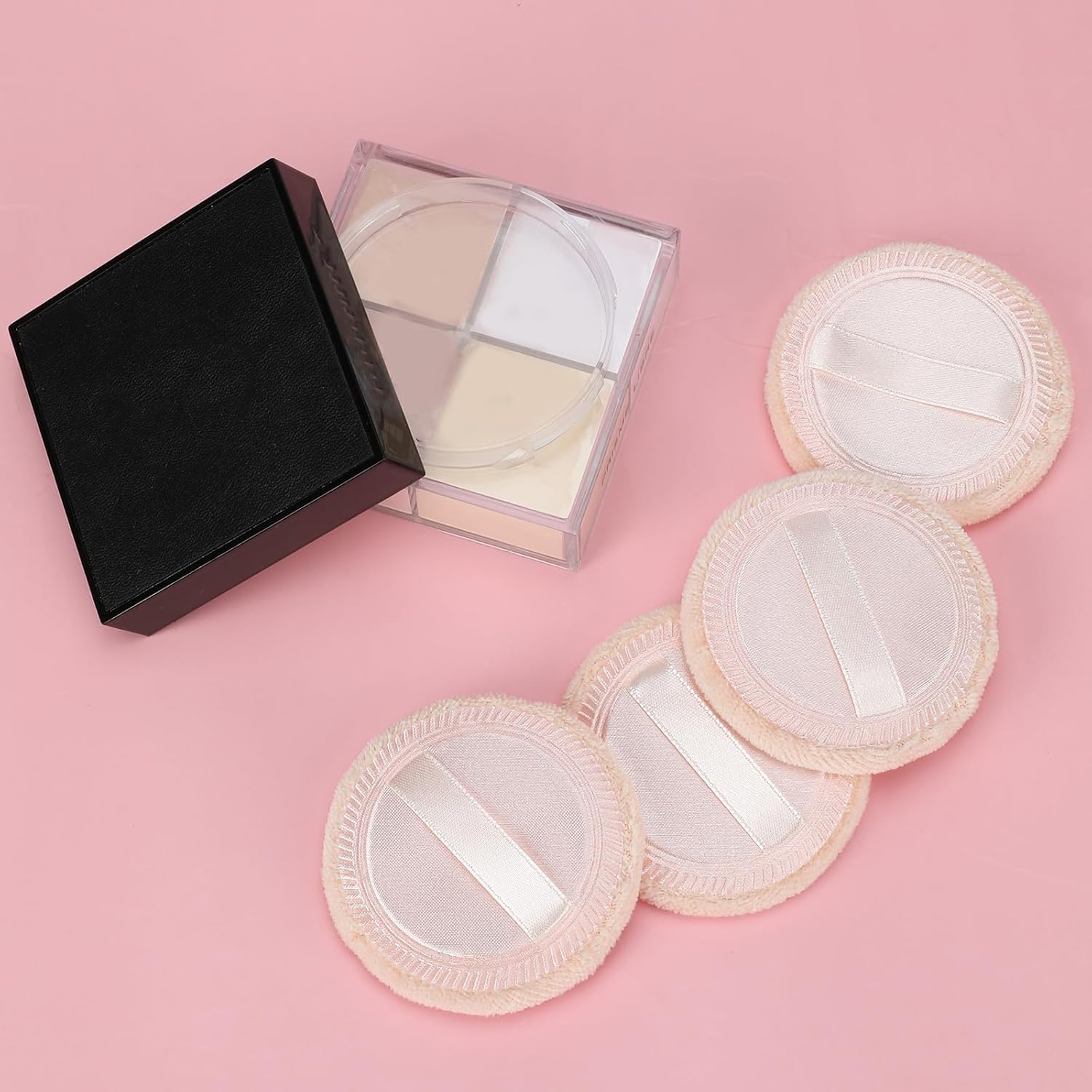 12 Pieces Powder Puffs Cotton Makeup Pads Soft Face Compact Puffs for Loose Setting Pressed Powder, 2.36 Inch (Beige)-GlimoraGlow