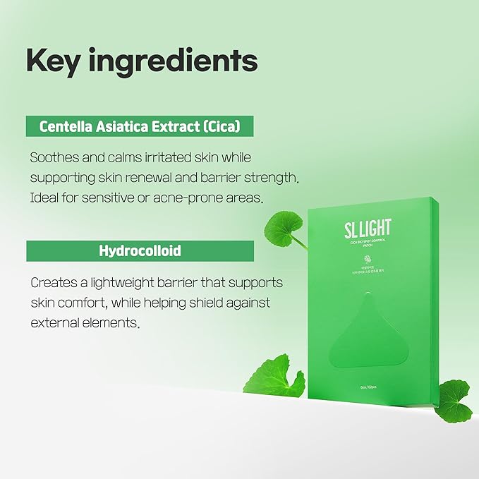 Cica Bio Spot Control Patch (1 Box, 62pcs) | Soothing Acne Patch for Redness & Blemishes | With Cica, Niacinamide & Tea Tree | Gentle for Sensitive Skin | Korean Skincare-GlimoraGlow