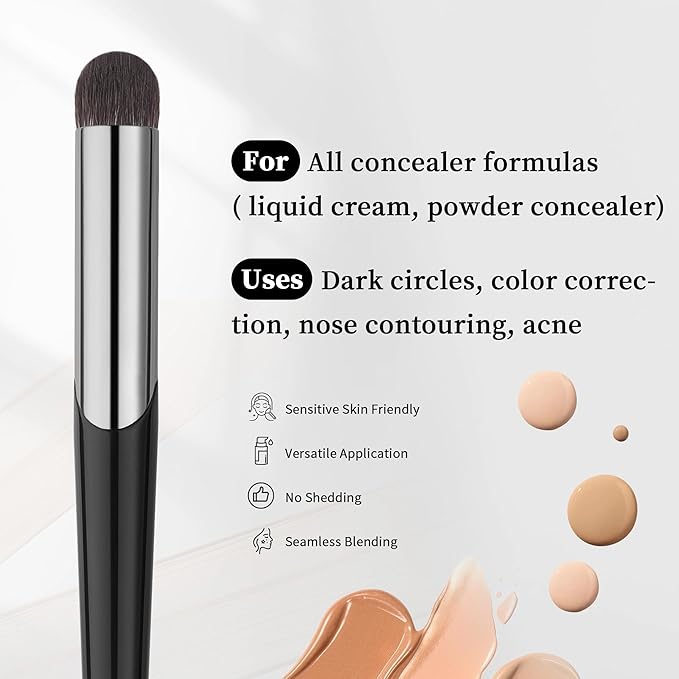 DUcare Tapered Small Concealer Brush Under Eye, Nose Contour Brush Mini Makeup Brushes Ideal for Liquid, Cream, and Powder Concealer(V03)-GlimoraGlow