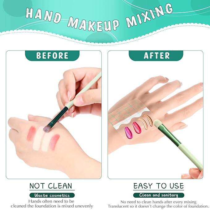 150 Pieces Makeup Hand Palette Single Use Makeup Hand Palette Disposable Adhesive Makeup Mixing Tray Cosmetic Makeup Palette Transparent Waterproof Makeup Tape for Makeup Artist-GlimoraGlow