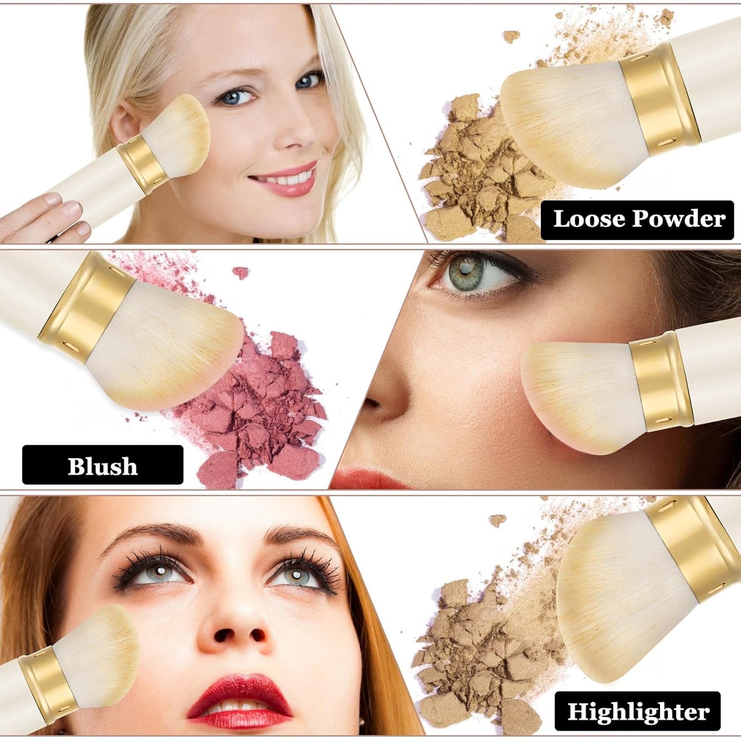 Falliny Retractable Kabuki Makeup Brush, Angled Travel Powder Foundation Blush Brush Makeup Brush for Blush, Sunscreen,Bronzer, Buffing, Concealer,Highlighter, Powder Cosmetics-GlimoraGlow