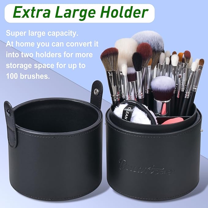 Bueart Design Pro makeup Artist 34Pcs Deluxe Real Goat Hair Horse hair Makeup Brushes Set with extra Large Holder High End Professional labeled makeup brush set with natural Pony Hair-GlimoraGlow