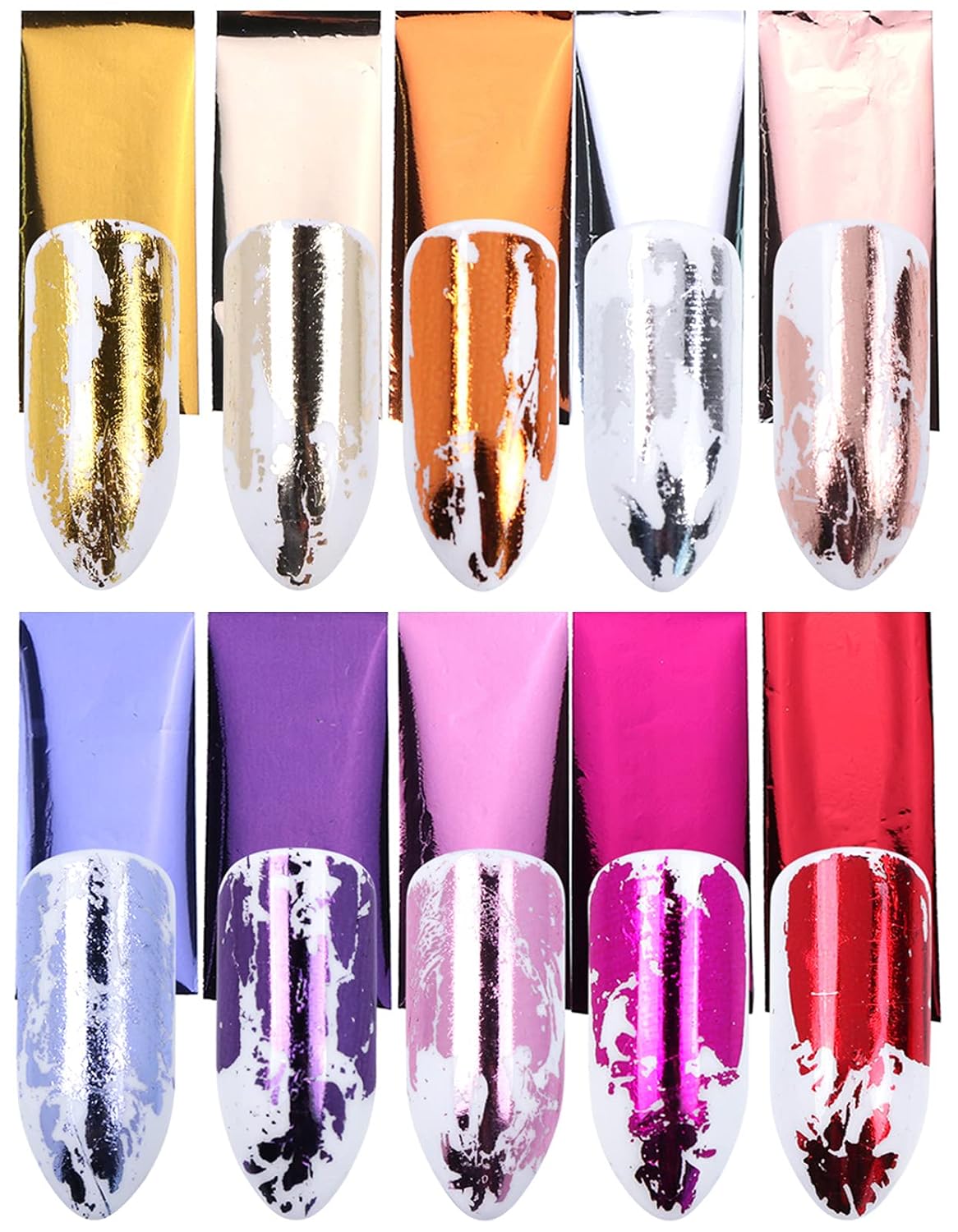 14 Colors Metallic Nail Foil Transfer Stickers Nail Art Accessories Holographic Effect Nail Foils Supply Gold Silver Matte Transfer Foils Nail Decals for Women Girls Manicure Tips Decoration-GlimoraGlow