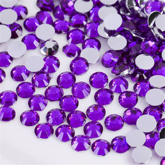 1500 Pieces SS16 4mm Flatback Rhinestones Clear Glass Round Gems Crystals for Nail Art DIY Crafts Clothes Shoes Bags （Dark Purple）-GlimoraGlow