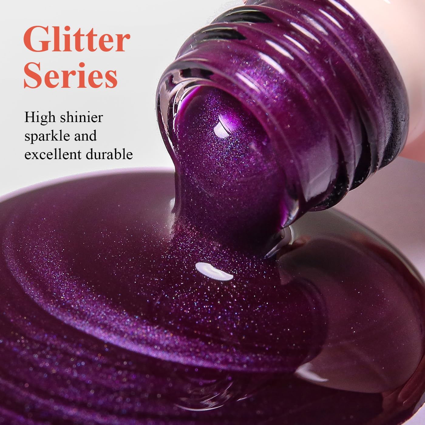 Imtiti Glitter Gel Nail Polish, Dark Purple Pearl Glitter Nail Gel Polish Diamond Shimmer Sparkle Soak Off UV LED Spring Summer Manicure 10ML-GlimoraGlow