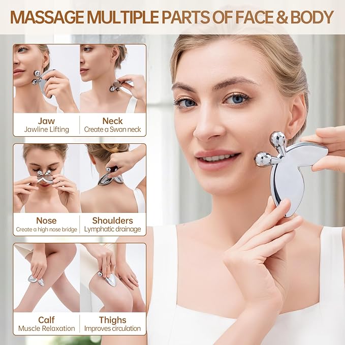 Ice Face Roller-3D Butterfly roller for Women,Stainless Steel Gua Sha Facial Massager Tool for Skin Tightening,2-in-1 Body Gua Sha Massager Tool for Muscle Ache&Lymphatic Drainage,Butterfly Decoration-GlimoraGlow