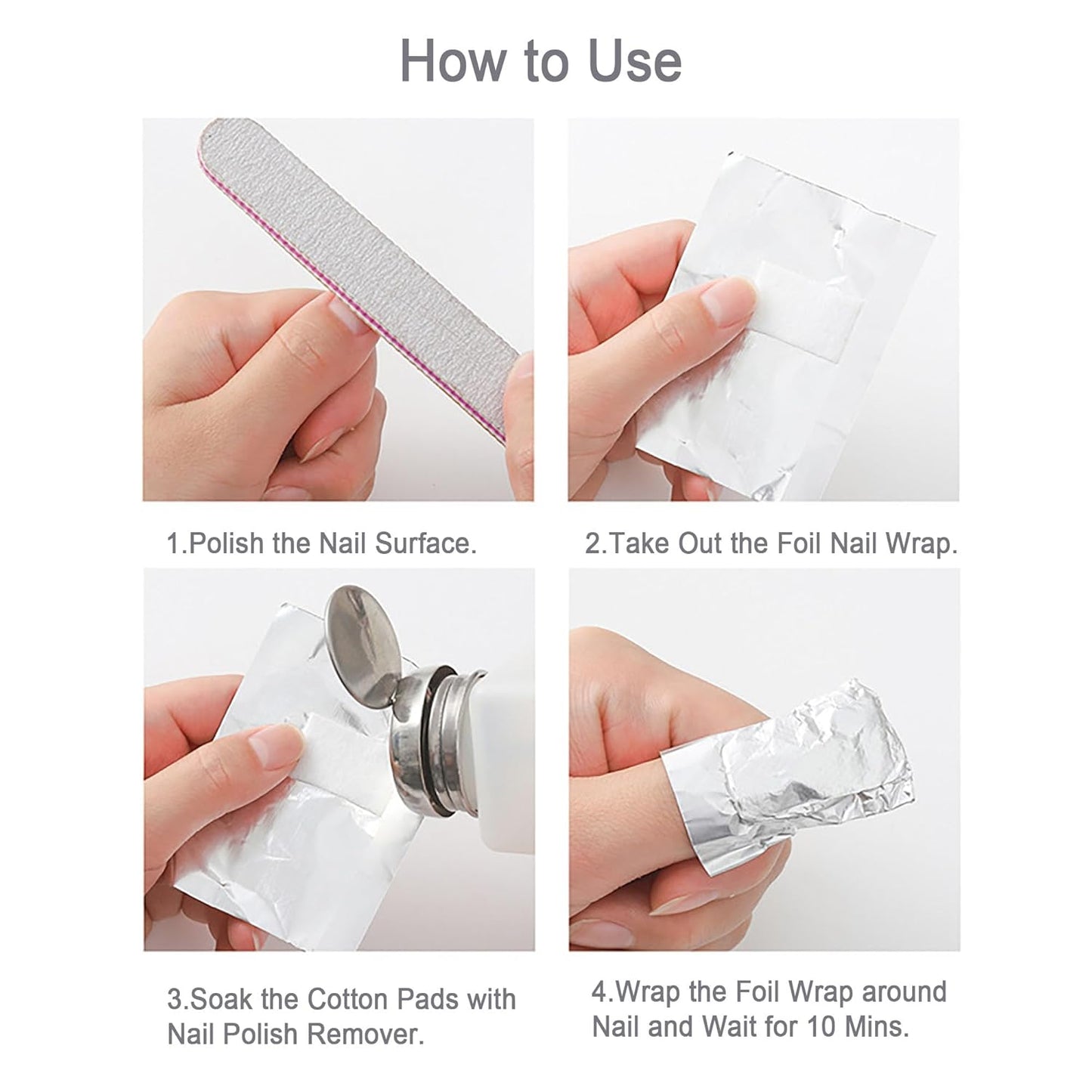 1000PCS Nail Polish Remover Foil Wraps, Nail Polish Remover Wrap with 1.18'' Pre-attached Lint Free Cotton Pads, Foil Wraps Aluminium Soak Off Gel Nail Polish Removal Tool Finger-GlimoraGlow