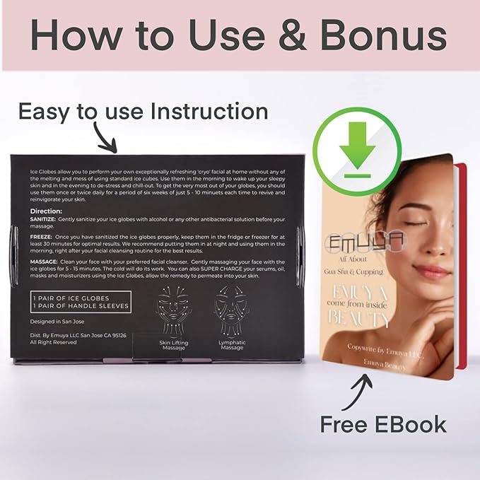 Ice Globes for Facials – Facial Tools for Face & Eye Puffiness Relief, Cool Skincare Cryo Tools - Pink Drink Glitter-GlimoraGlow