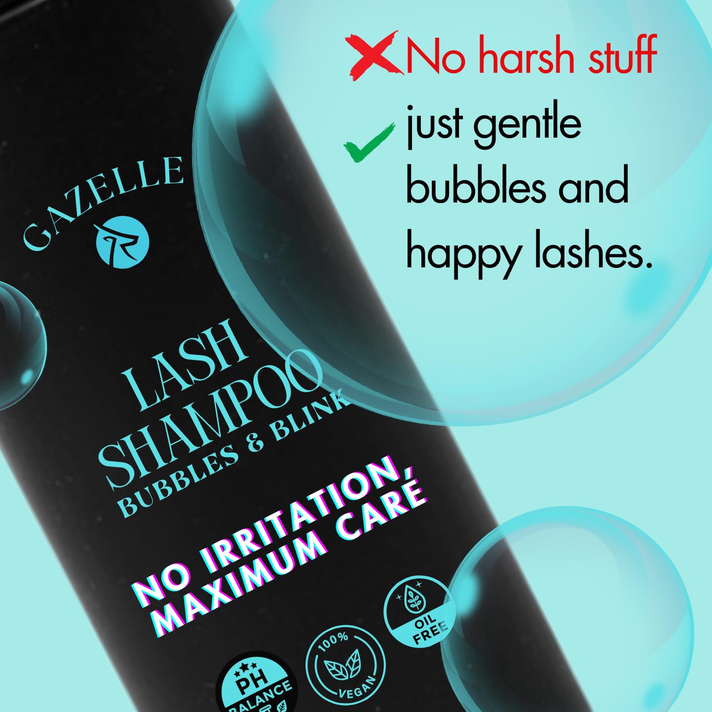 Gazelle Lash Shampoo with Brush – Gentle, Oil-Free Foaming Eyelash Extension Cleanser & DIY Lashes – Lash Cleaning Kit Removes Makeup, Dirt & Oil – No Irritation, No Burning – Salon & Home Use-GlimoraGlow