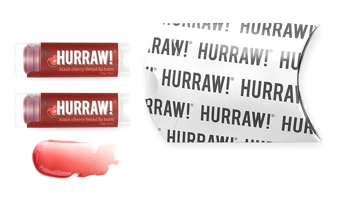 Hurraw! Black Cherry Tinted Lip Balm, 2 Pack: (Sheer Red Tint) Organic, Certified Vegan, Cruelty and Gluten Free. Non-GMO, 100% Natural Ingredients. Bee, Shea, Soy and Palm Free. Made in USA-GlimoraGlow