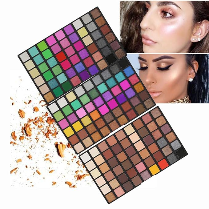 162 Colors Hightlight Eyeshadow Palette Makeup Gift Set, FantasyDay Professional Long Lasting Waterproof Matte Highly Pigments Shiny Shimmers Glitter Makeup Palette Colorful Cosmetic Eye Shadow Pallet-GlimoraGlow