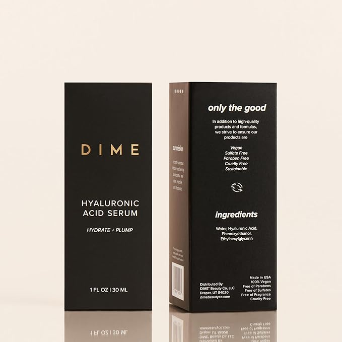 DIME Beauty Hyaluronic Acid Serum, Ultra Hydrating Face Serum with Pure Hyaluronic Acid, 1 oz / 30 ml-GlimoraGlow