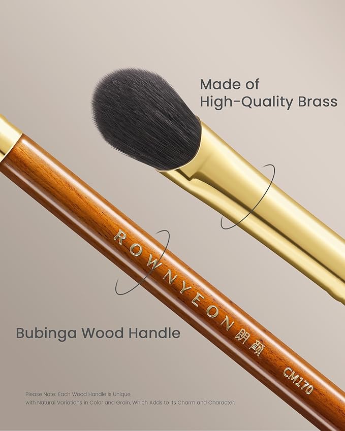 Desert Oak Series Thumb-Shaped Eyeshadow Brush - Curved Brush Head Mimics Natural Finger Contour, Premium Goat Hair & Bubinga Handle for Lid/Crease Blending (CM 170)-GlimoraGlow