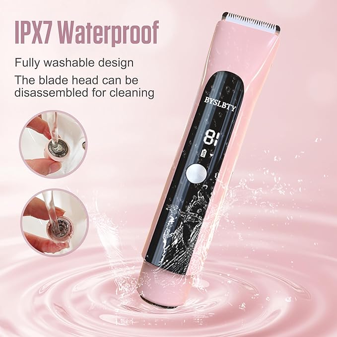 2 in 1 Bikini Trimmer for Women Dual Head Electric Shaver with LED Display,IPX7 Waterproof Wet & Dry, Painless Shaver for Underarm Leg Arm Body Face Private Area Pink-GlimoraGlow