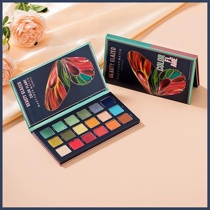 18 Colors Eyeshadow Palette, Butterfly Series Highly Pigmented Eye Makeup Palette, Matte Shimmer Metallic Powder Eyeshadow Pallet, Makeup Palette Cosmetics Gift, 111-GlimoraGlow