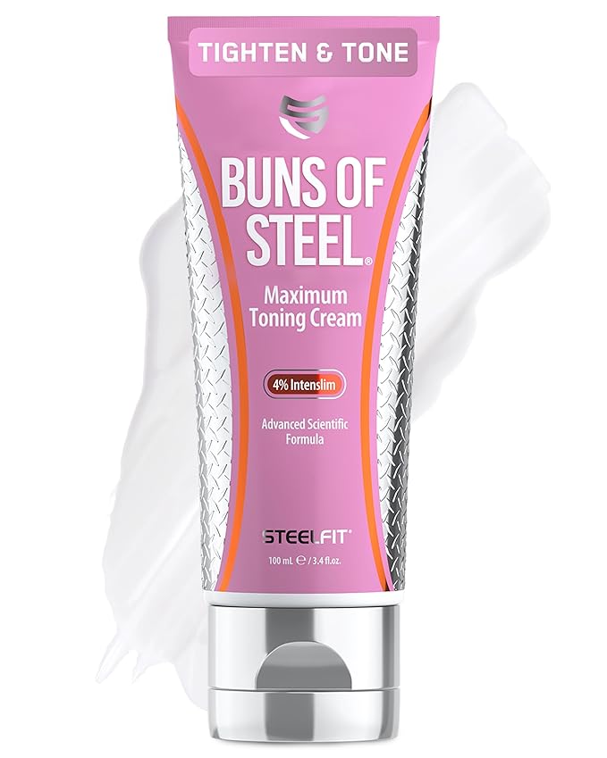 SteelFit Maximum Toning Cellulite Cream, Buns of Steel - Skin Firming & Tightening Body Lotion with Caffeine for Stretch Marks - Anti-Cellulite Remover Treatment for Booty, Thighs, Legs & Glutes-GlimoraGlow
