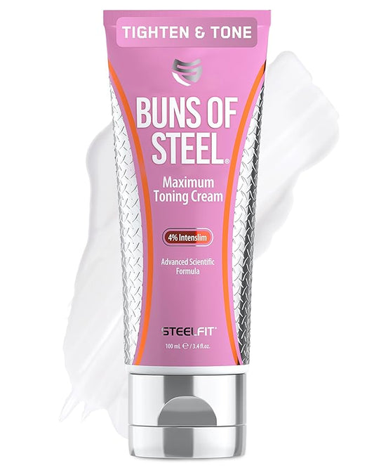 SteelFit Maximum Toning Cellulite Cream, Buns of Steel - Skin Firming & Tightening Body Lotion with Caffeine for Stretch Marks - Anti-Cellulite Remover Treatment for Booty, Thighs, Legs & Glutes-GlimoraGlow