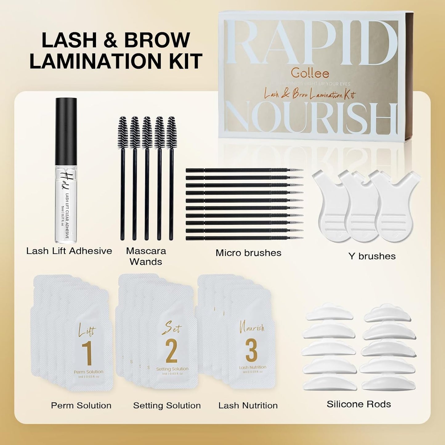 Brow Lamination Kit Lash Lift Kit, Sachet Refill Eyelash Perm Kit for Natural Curling Long-Lasting, Instant Eyelash Lift Kit, Brow Perm Kit for Salon-Quality Results at Home-GlimoraGlow