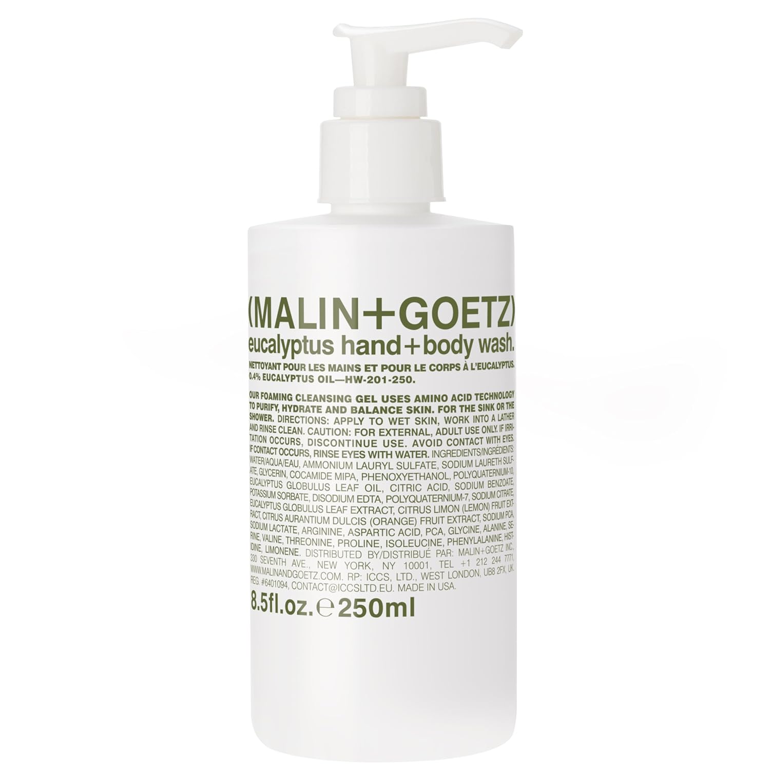 MALIN+GOETZ Eucalyptus Hand + Body Wash – natural hydrating soap,cleansing and purifying for all skin types, prevents stripping or irritation on sensitive skin. Cruelty-free. 8.5 fl oz-GlimoraGlow